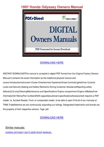 honda odyssey repair manual pdf