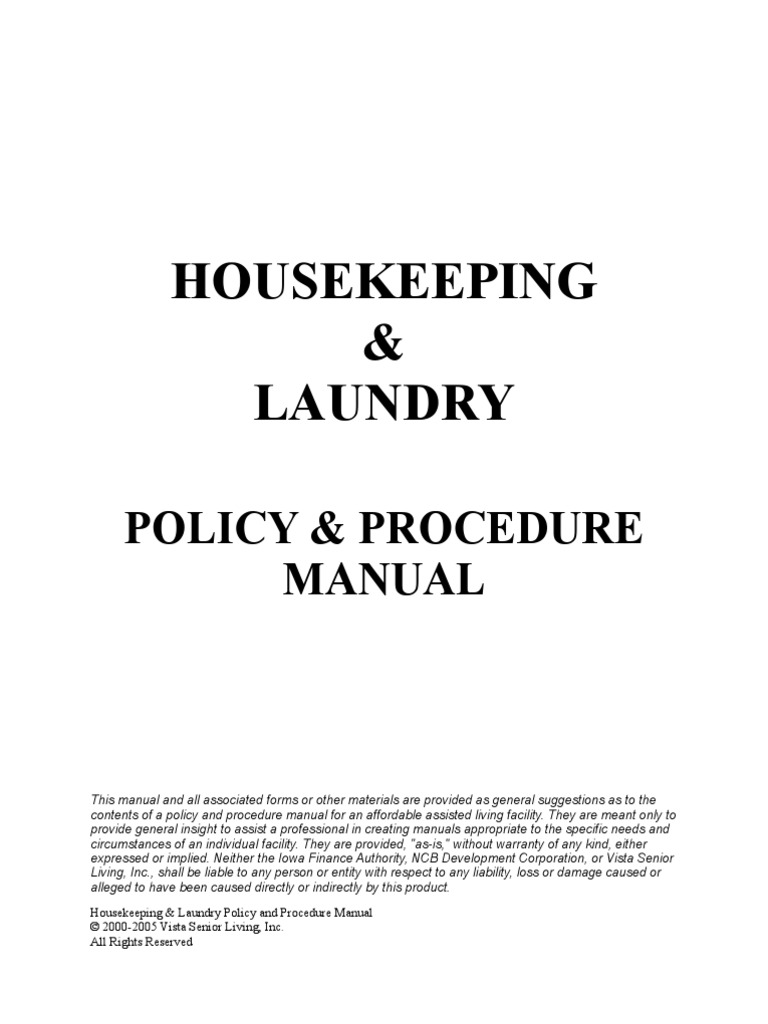housekeeping policies and procedures manual