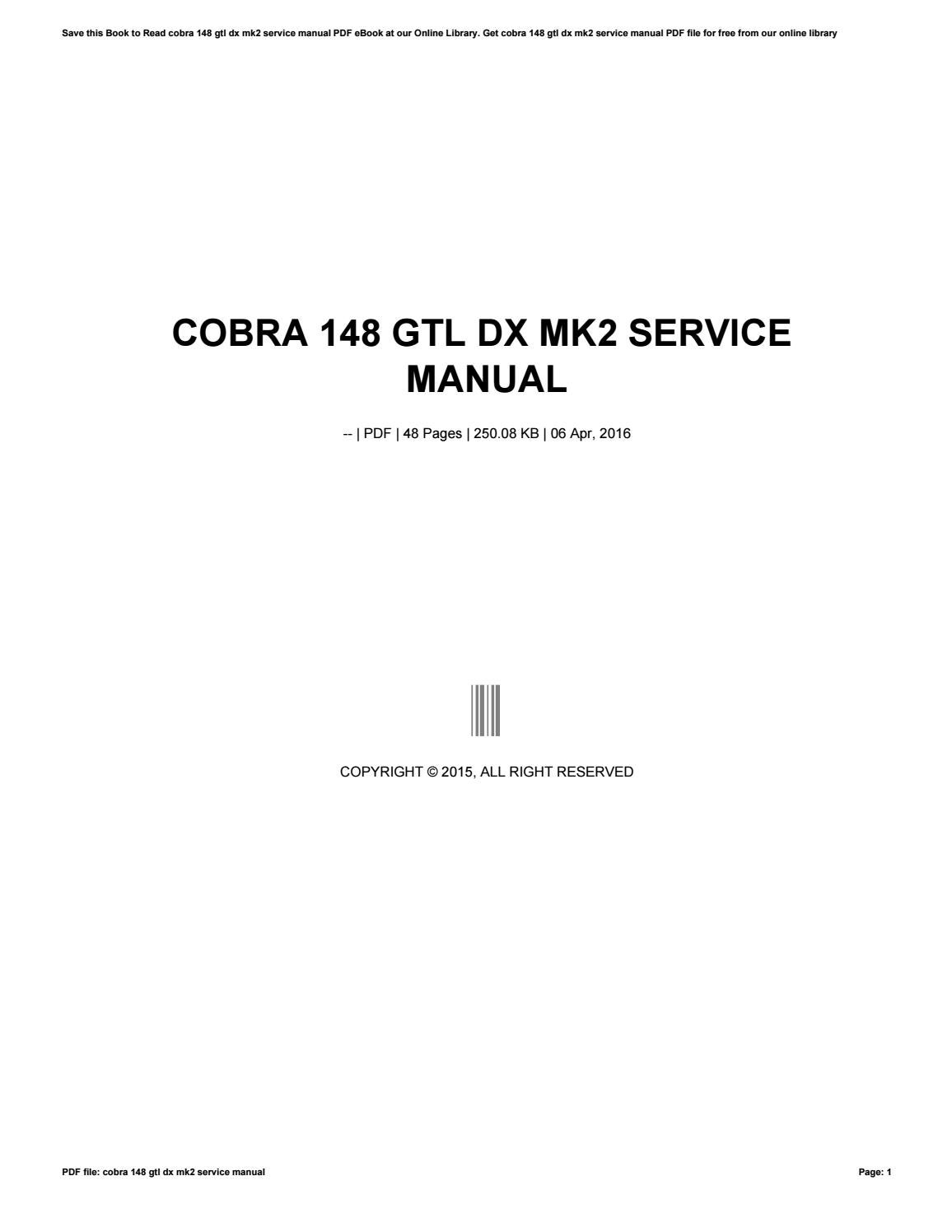 cobra 148 gtl dx mk2 service manual