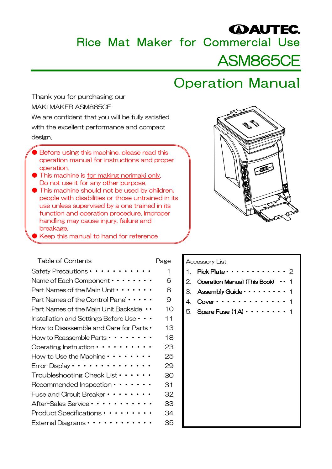 safety manual table of contents