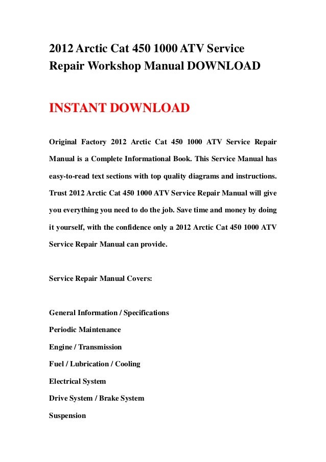 2012 arctic cat wildcat 1000 service manual