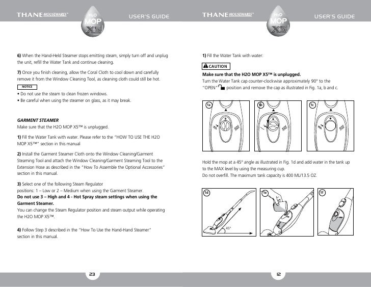 h2o x5 steam mop instruction manual