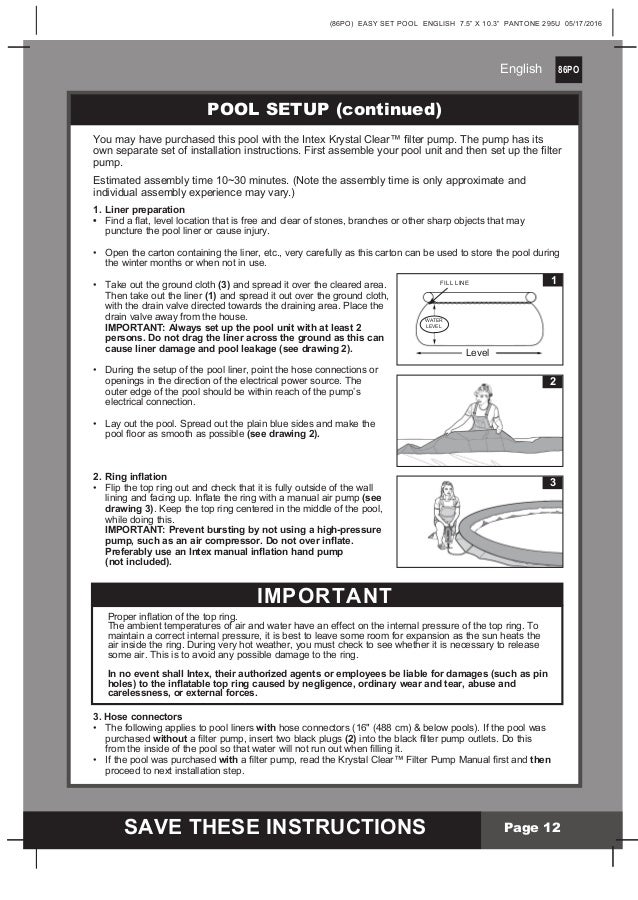 intex easy set pool instruction manual