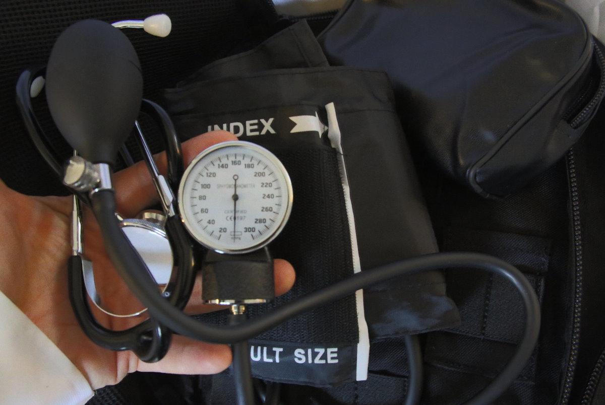 manual bp cuff and stethoscope